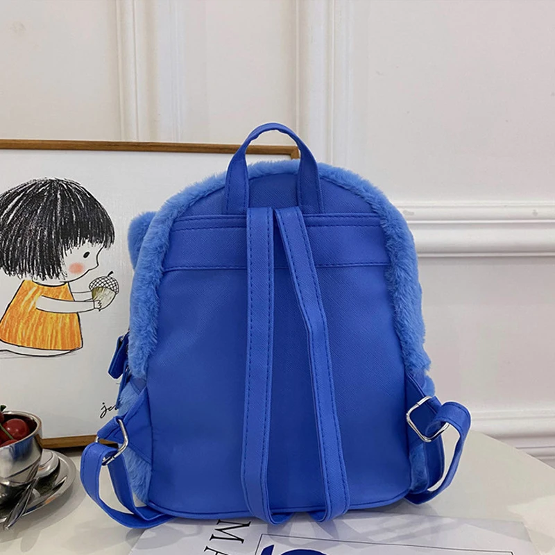 Disney Plush Backpack Cartoon Blue Stitch Backpack Large Capacity Student Backpack Kindergarten Bag Children's Schoolbag Gift