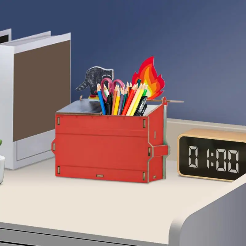 Organizador de lápices de mesa, portalápices divertido de madera, soporte de papelería creativo, estuche de lápices multifuncional para bolígrafos, reglas de lápices