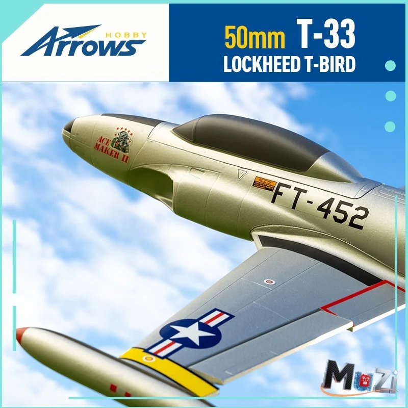 Model Blue Arrow 50mm T-33 Symulacja Samolotu Sportowego dla Początkujących, Sterowany Ręcznie, Elektryczny Samolot Zdalnie Sterowany z Stałym Skrzydłem T33