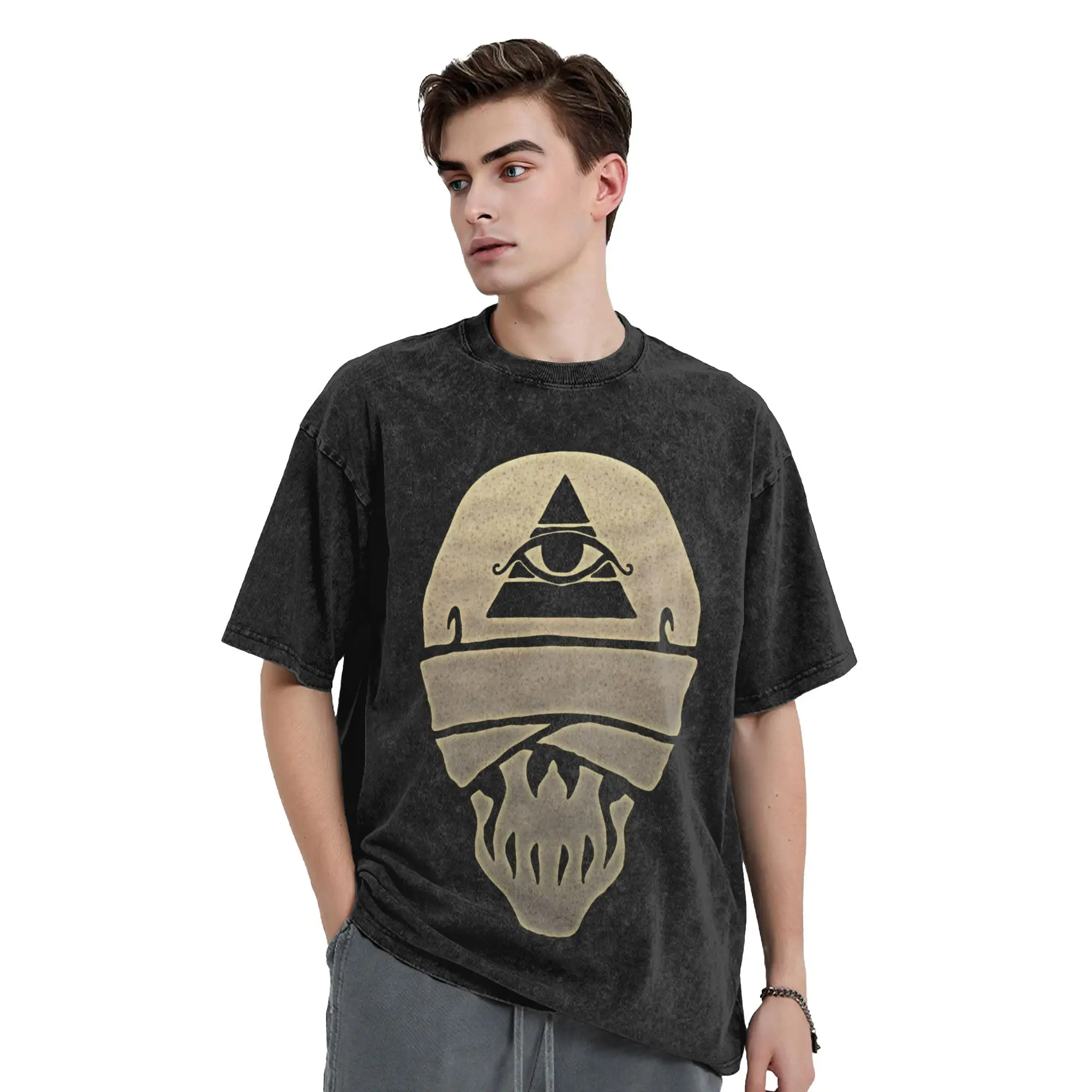 Skull Mummy The Curse Vintage Washed T Shirts Pure Cotton Casual T-Shirt O Neck The Mummy  Tees Short Sleeve Clothes 4XL 5XL 6XL