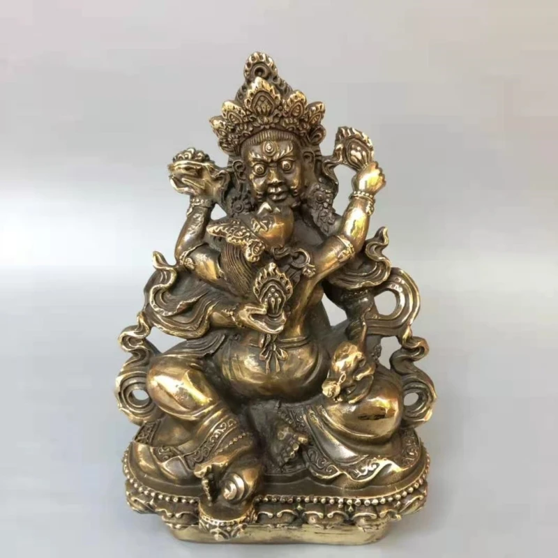 

Brass Antique Tantra Yellow God of Wealth Buddha Statue Office Home Furnishing Ornament