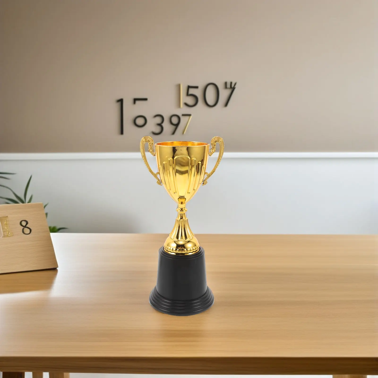 2Pcs Mini Gold Trophy Elegant Design Square Base Perfect for Sports Competitions Classroom Rewards Plastic Award