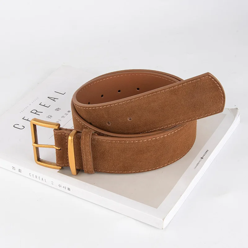 Cintura vintage smerigliata Cintura da donna in vera pelle decorativa per jeans, semplice e versatile