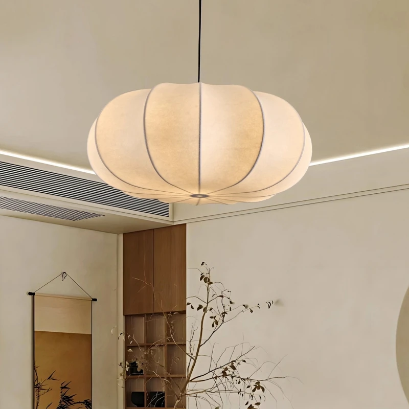 Lustre en soie de style japonais Wabi Sabi, luminaire suspendu en forme de cocon pour salon, chambre à coucher, maison, restaurant créatif
