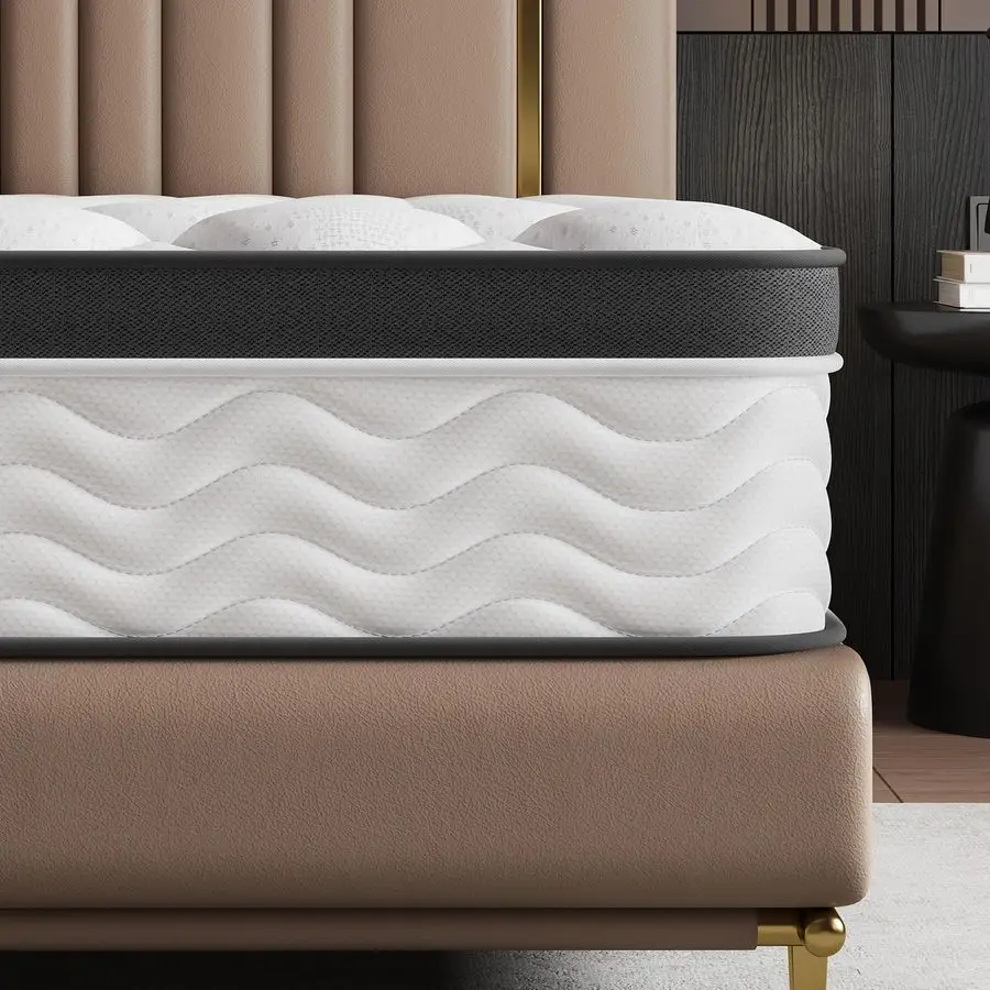 مرتبة مقاس، مرتبة كاملة مقاس 12 بوصة، مراتب هجينة لتخفيف آلام الظهر، عزل الحركة لتخفيف الضغط، شهادة CertiPURUS #1