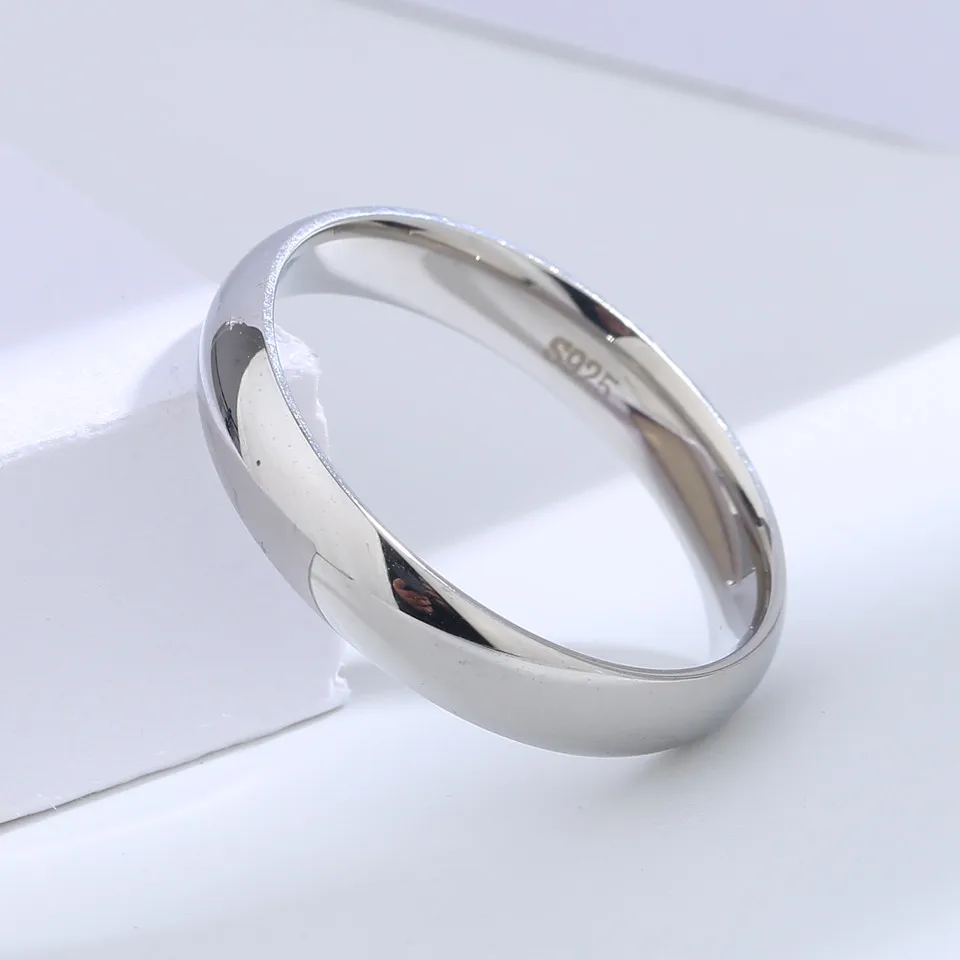 925 Silver Couples Ring Engraved Wedding Band