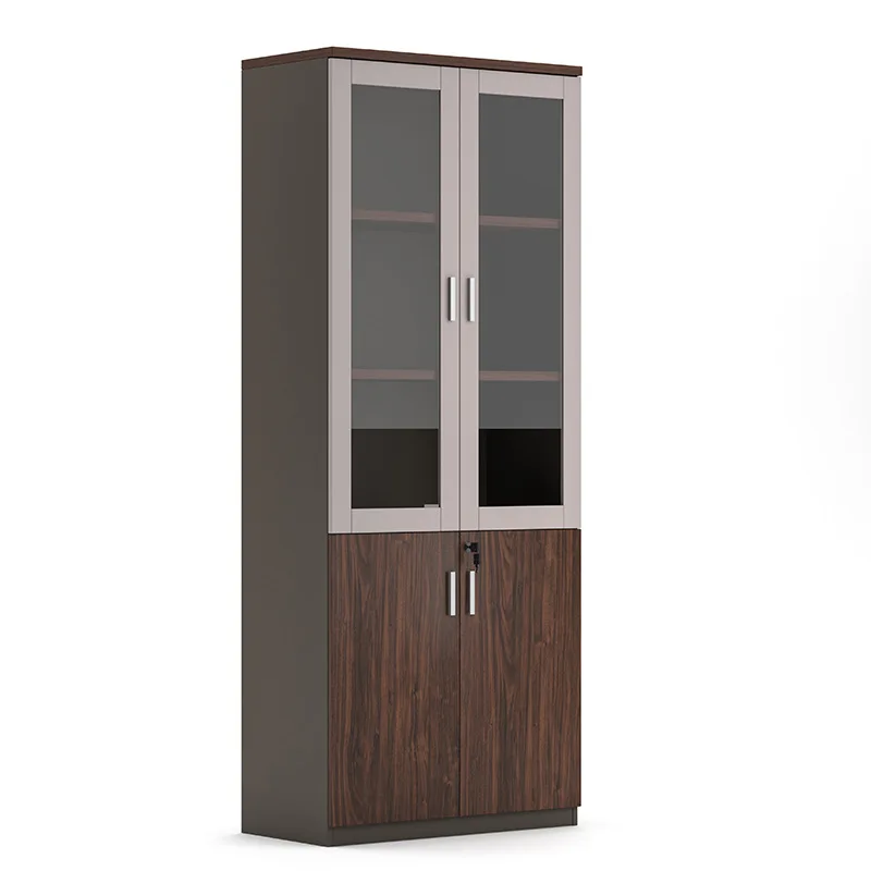 Office Furniture File Cabinet Bookcase Wooden Locker Floor-to-ceiling Data Cabinet 2m Glass Door