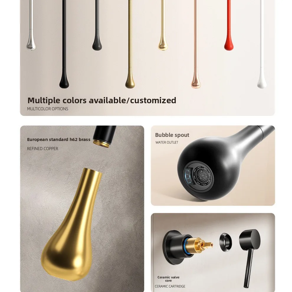 صنبور فني نحاسي مثبت على الحائط، صنبور مستشعر شلال ساخن بارد واحد لحوض الحوض #5