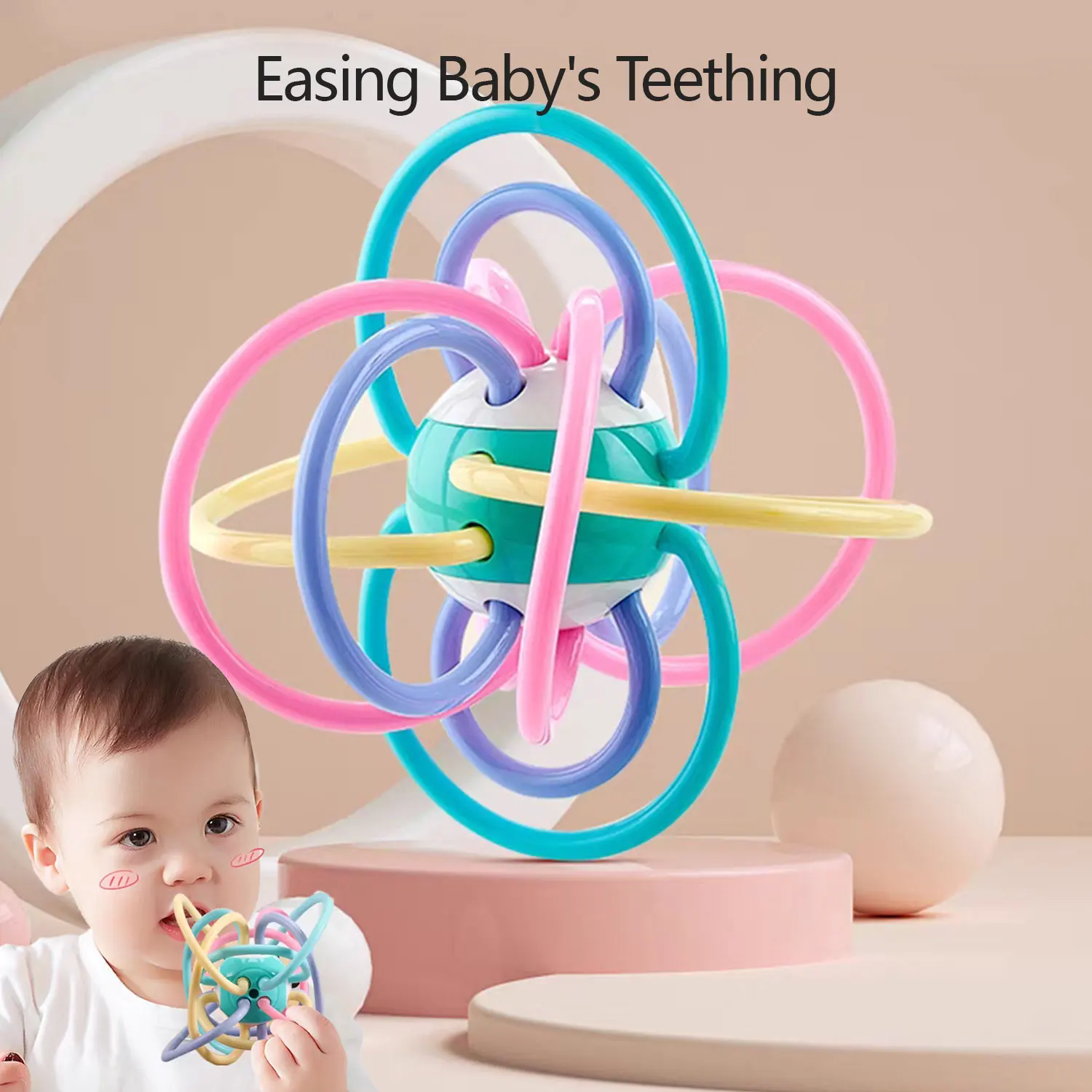 

1 шт., шарик для прорезывания зубов, мини-ручной шарик Манхэттен, детский прорезыватель для детей 3-12 месяцев, вареный и стерилизованный, без BPA