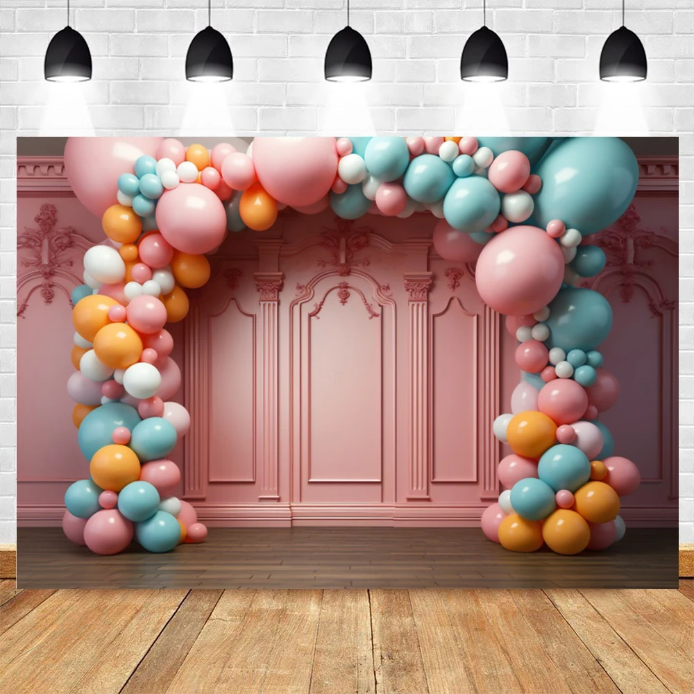 Newborn Baby First Birthday Photography Backdrop Balloons Girl Boy Baby Shower Cake Smash Party Decor Poto Background Props