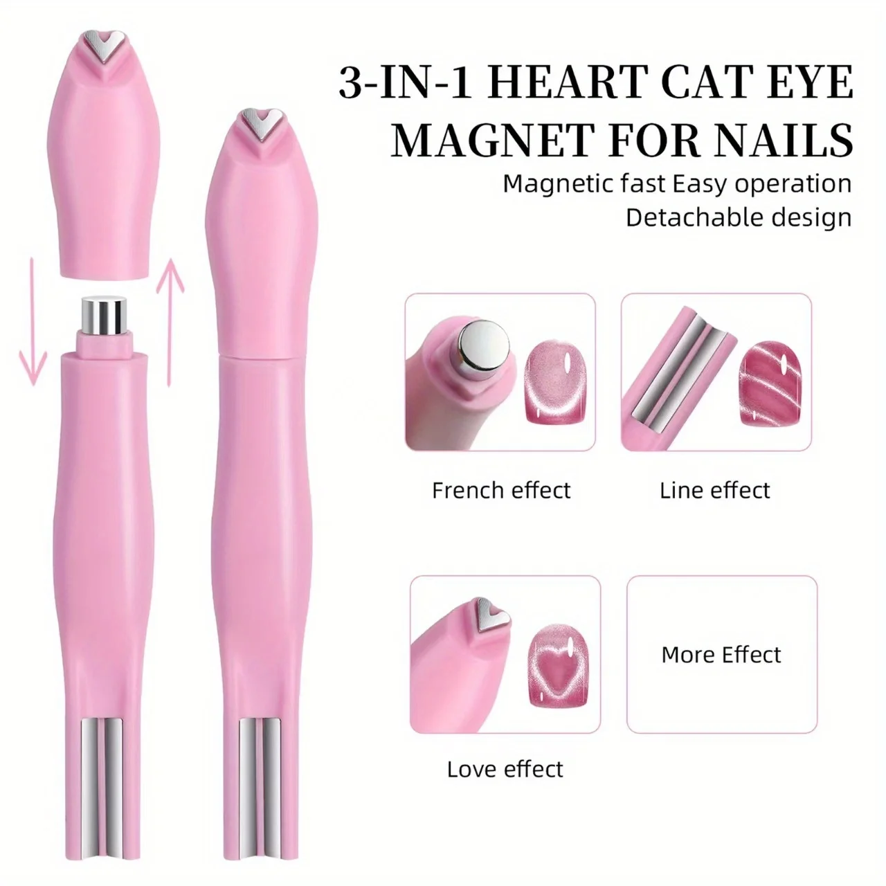 Snake Heart Magnet, Y-Shaped Dual Head Cat Eye Gel Nail Polish Magnet, Heart Shape Cat Eye Magnetic view 3