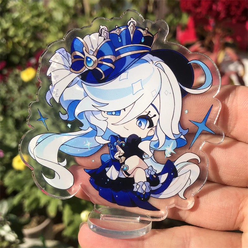 Genshin Impact Furina Fontaine Keychain Anime Game Backpack Pendant Acrylic Figure Prop Badg Accessories