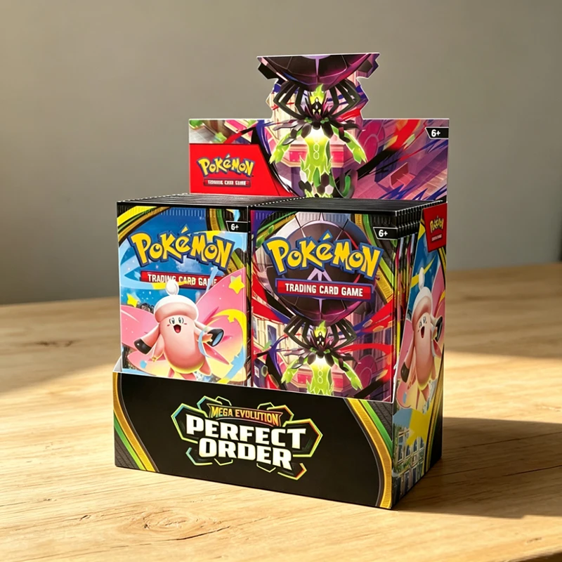 360Pcs Mega Evolution-Pitch Black Booster Display Box Chaos Rising Ascended Heroes Flames Rare Trading Cards for Collection