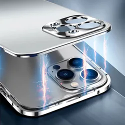 For iPhone 16 Pro Max Phone Case 15 Pro Max Case Metal Magnetic Suction New iPhone14 Double-sided Frame Phone Protective Cover
