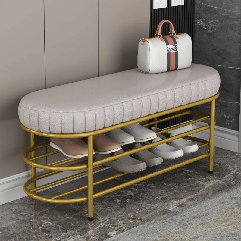 Sistema de Armario para Zapatos y Maquillaje, Mueble de Metal para Ahorrar Espacio, Estante para Zapatos con Asiento para el Recibidor, Mueble de Salón de Lujo