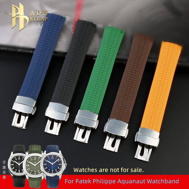 

Special Curved Silicone Strap For Patek Philippe 5164 5176 5168 5968 Rubber Watch Band 21MM Butterfly Clasp Waterproof Men