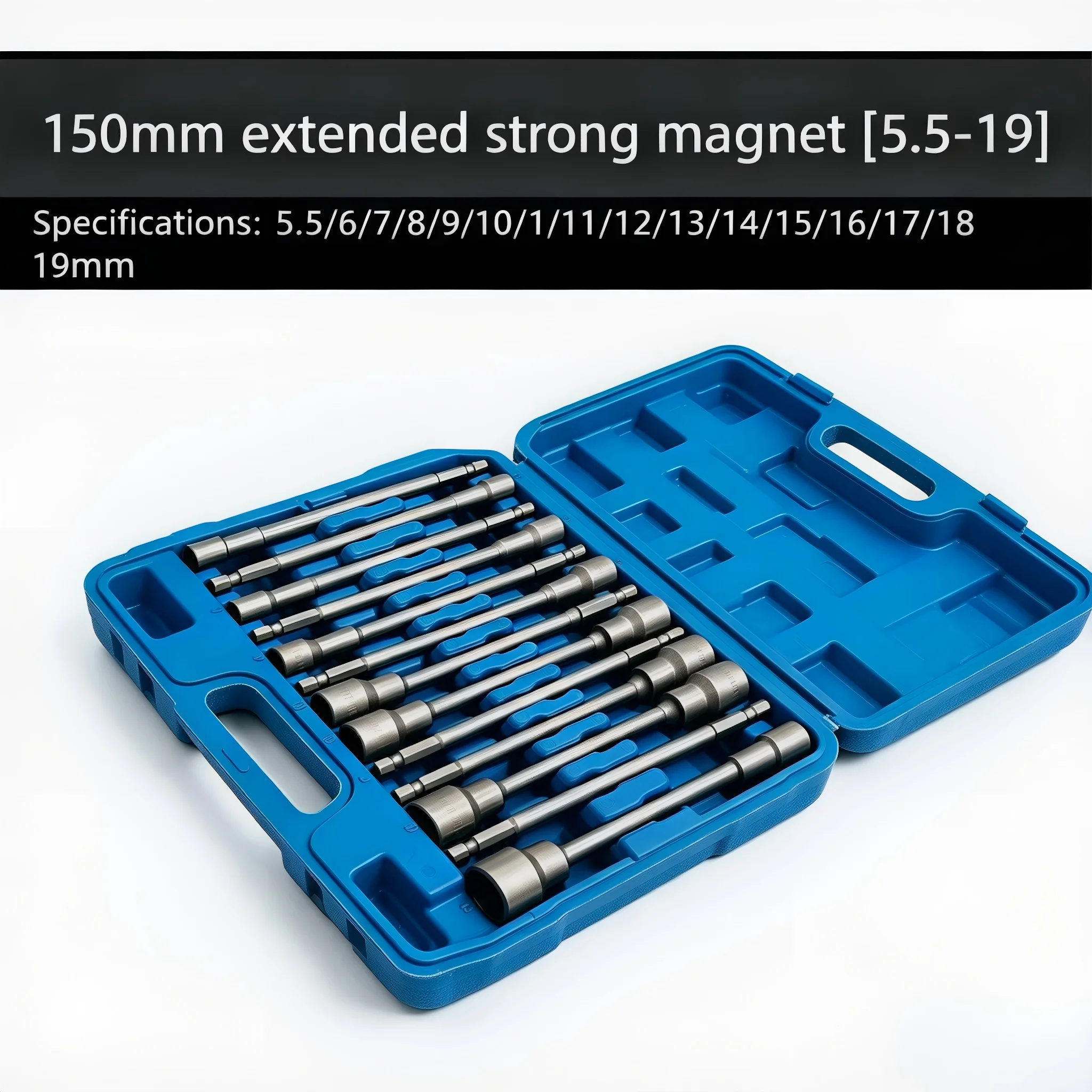 

15Pcs 150mm Magnetic Impact Nut Driver Socket Bit Set Hex Sleeve Metric 1/4" Drill Adapter