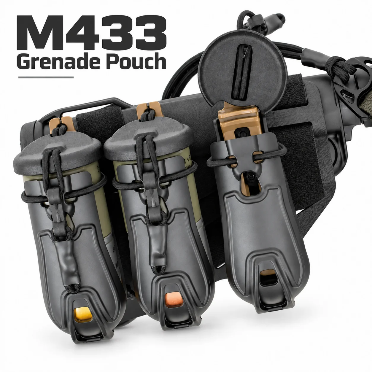 40mm Dummy Grenade MOLLE Pouch Compact Storage Box with Belt Vest Attachment for Airsoft Cosplay Team Games Movie Prop Display