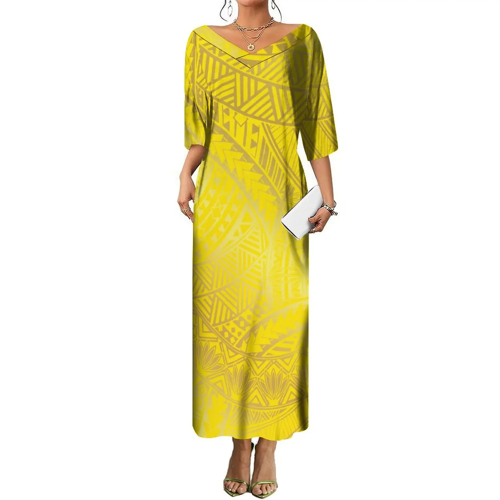 عالية الجودة هاواي الأزهار شاطئ حفلة المرأة فستان بفتحة عنق على شكل v كبير النار كوكتيل حفلة فضفاضة فستان طويل غير رسمي البولينيزية طباعة