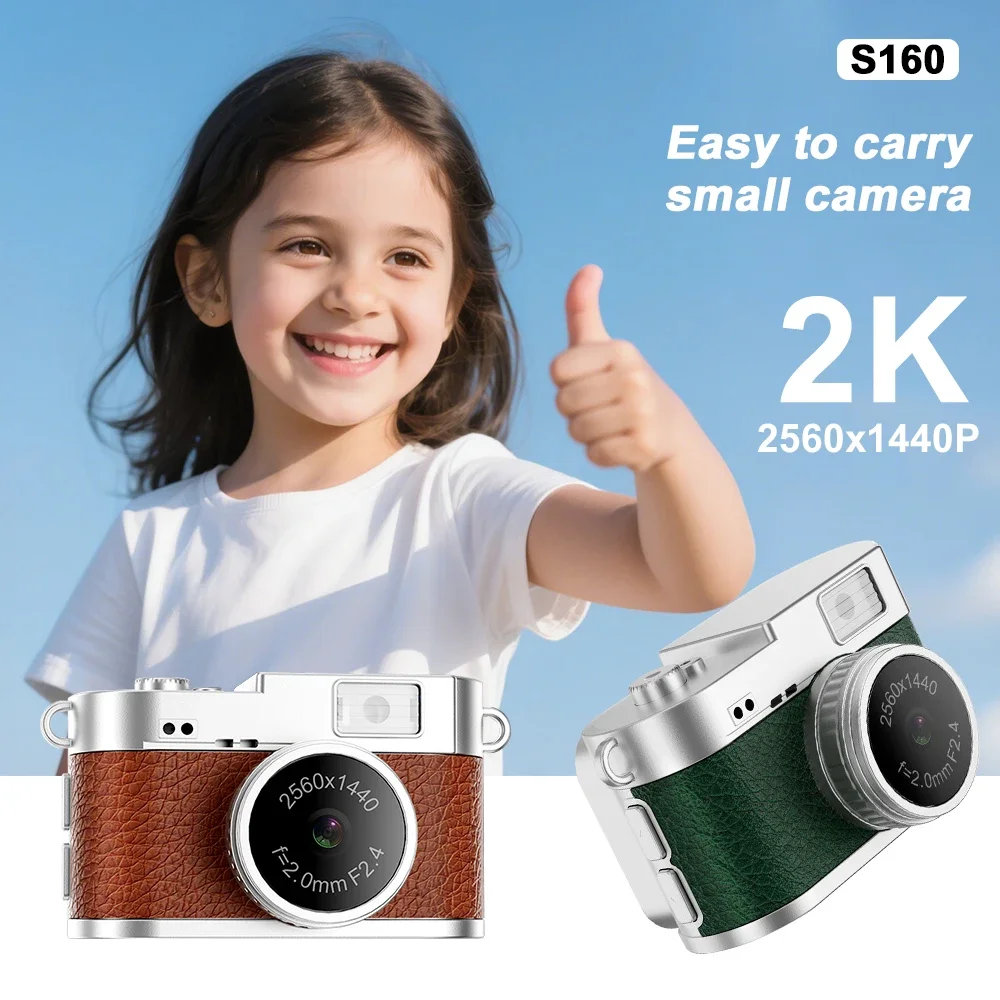 S160 NUOVA fotocamera digitale aggiornata fotocamera portachiavi da 1,47 pollici con schermo mini fotocamera retrò portatile con risoluzione 2K con flash