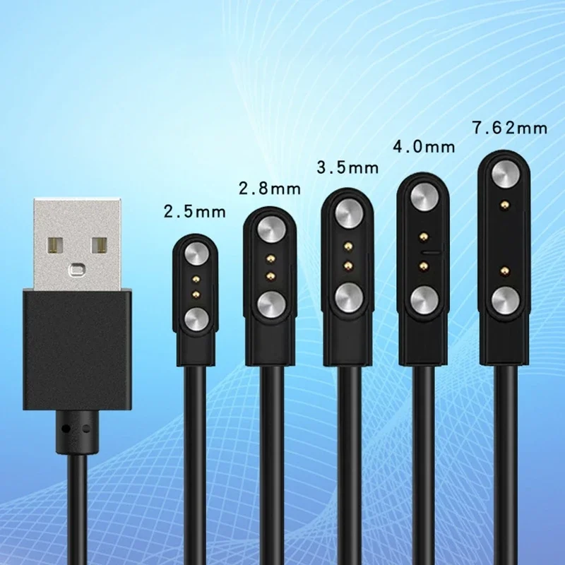2/4 Pin Strong Magnetic Charge Cable USB Line Cord Rope Black White For Smart Watches Universal Smartwatch Dock Charger Adapter