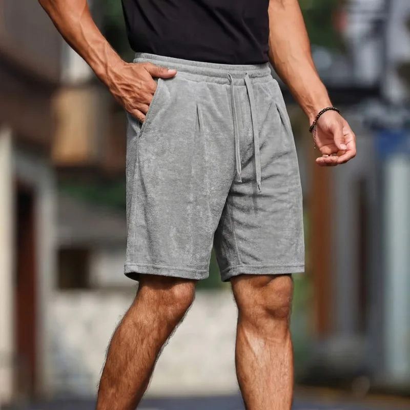 American Style Drawstring Waist Jacquard Mens Casual Shorts Pocket Loose Outdoor Daily Workout Beach Short Pants
