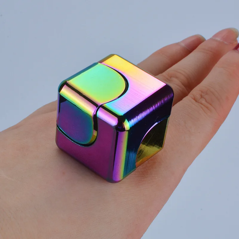 Metal Cube Rotating Fingertip Gyroscope Fidget Anti Stress Toys Adult Office Home Travel Portable Spinner Toys Christmas Gifts