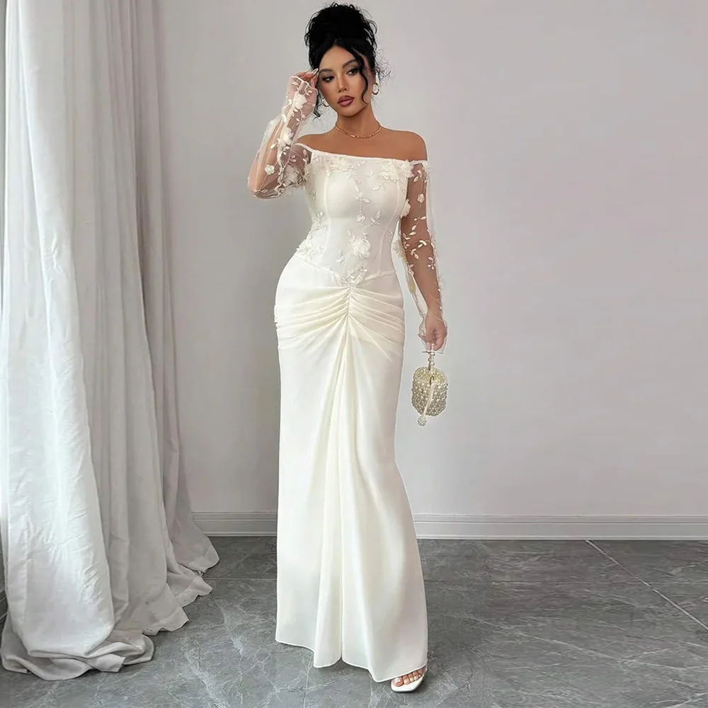 

Элегантное вечернее платье с вырезом лодочкой и рукавами по индивидуальному заказу, нежные платья знаменитостей, темпераментные платья на заказ