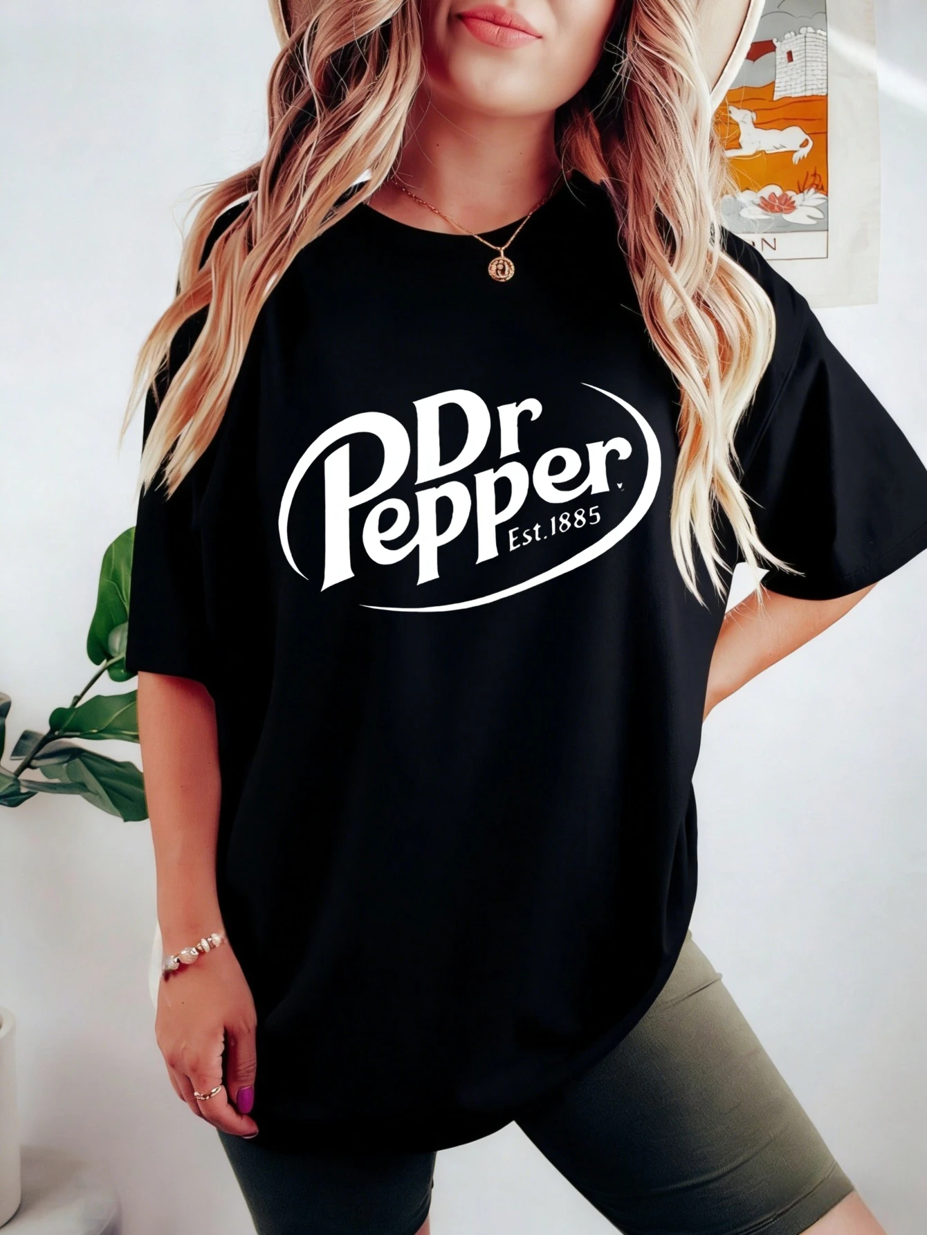 

Vintage Womens Dr Pepper Est 1885 Graphic Printed Cotton Regular Fit Basic Casual Everyday Summer T Shirt for Women