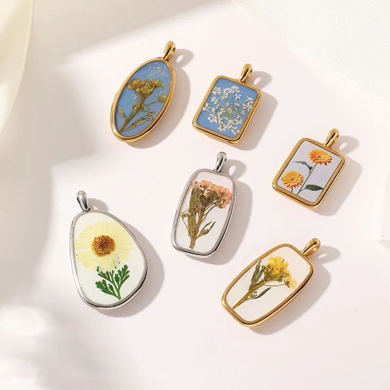 

Винтажные подвески ручной работы из смолы с натуральными сушеными лепестками цветов для изготовления ювелирных изделий, аксессуары для ожерелья «сделай сам»