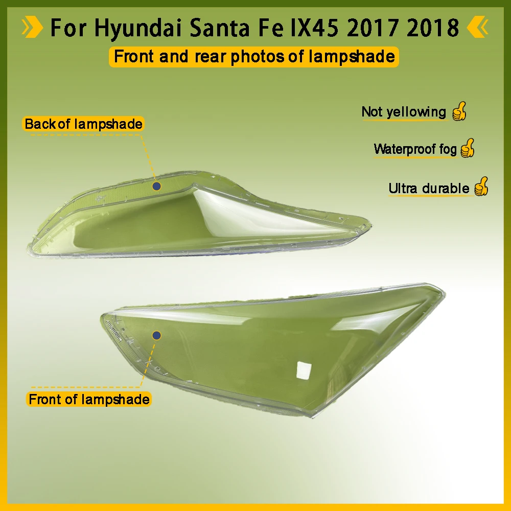 Headlamp Transparent Cover Headlight Shell Lampshade Case Plexiglass Replace Original Lens For Hyundai Santa Fe IX45 2017 2018