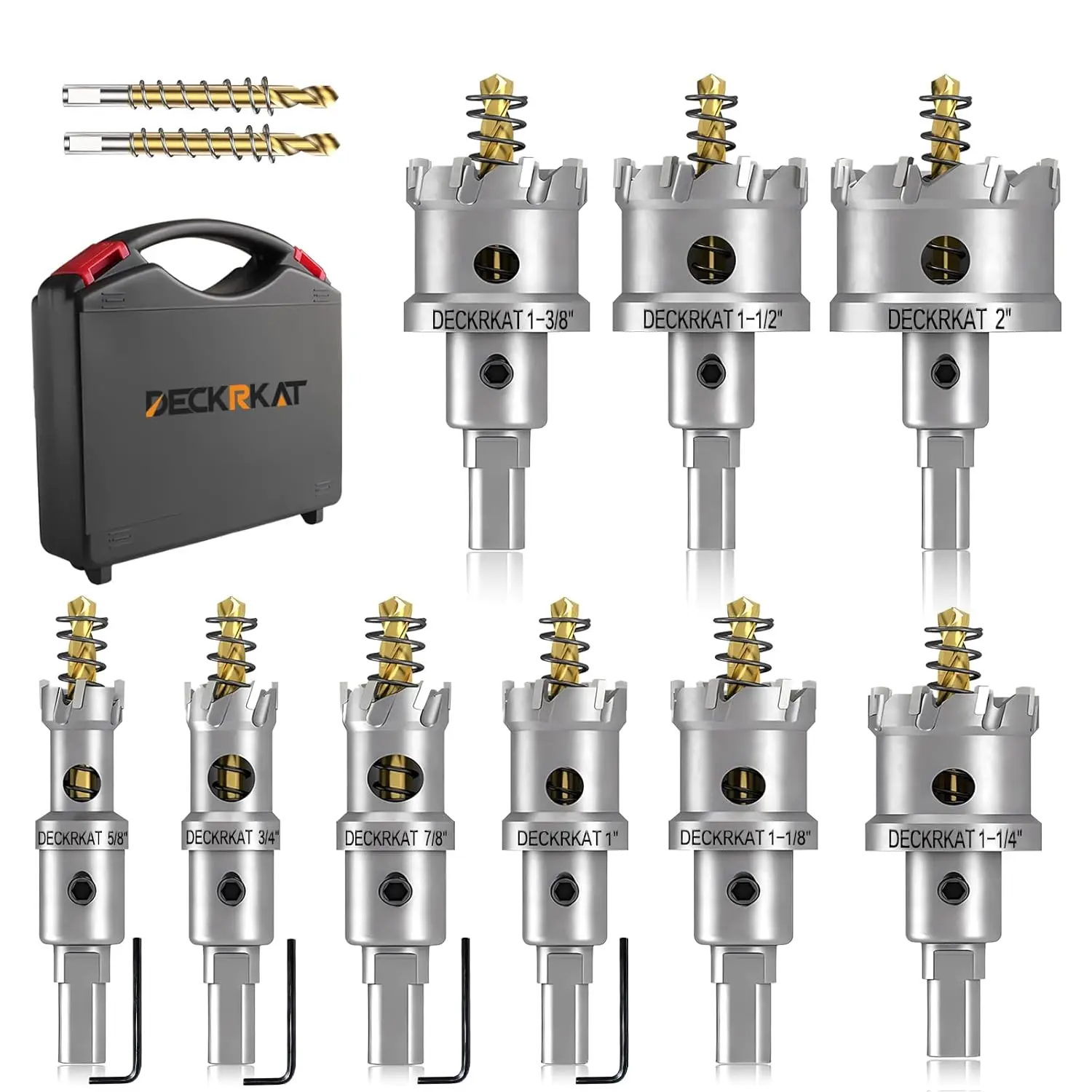 

11-Piece TCT Hole Saw Set for Stainless Steel, Hard Metals, Plastic, Wood with Removable Pilot Bits and Allen Wrench