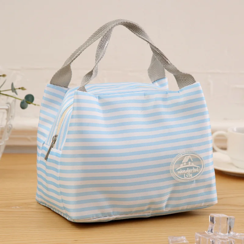 Portable Lunch Bag Tote Pink Cherry Insulated Cooler Zipper Organizer Lunch Box Oxford Fabric Zipper Outdoor Picnic Bag