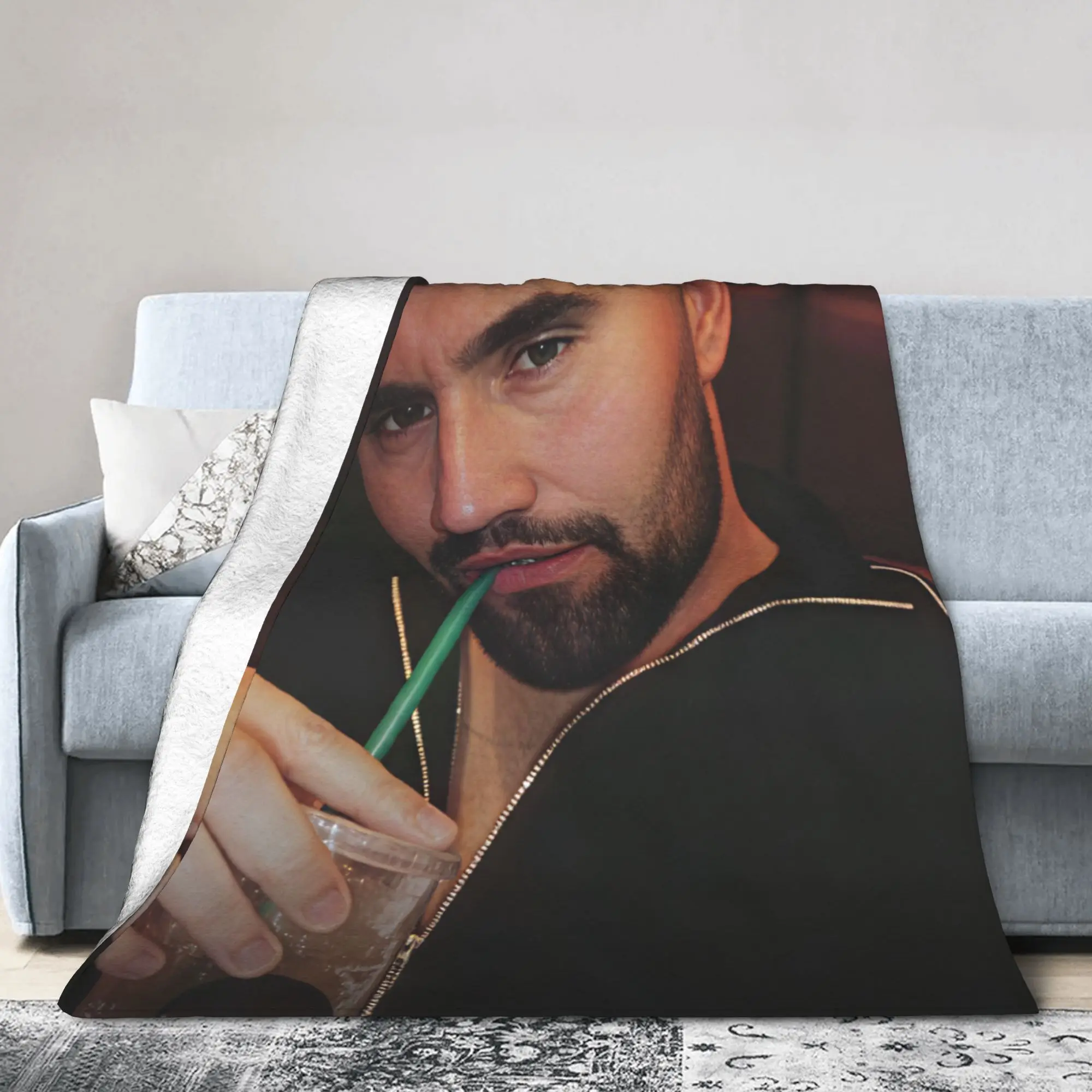 Charlie Kirk Bearded Man Drinking Iced Coffee Flannel Blankets Soft Throw Blanket for Living Room Camping Bedspread Sofa Cover