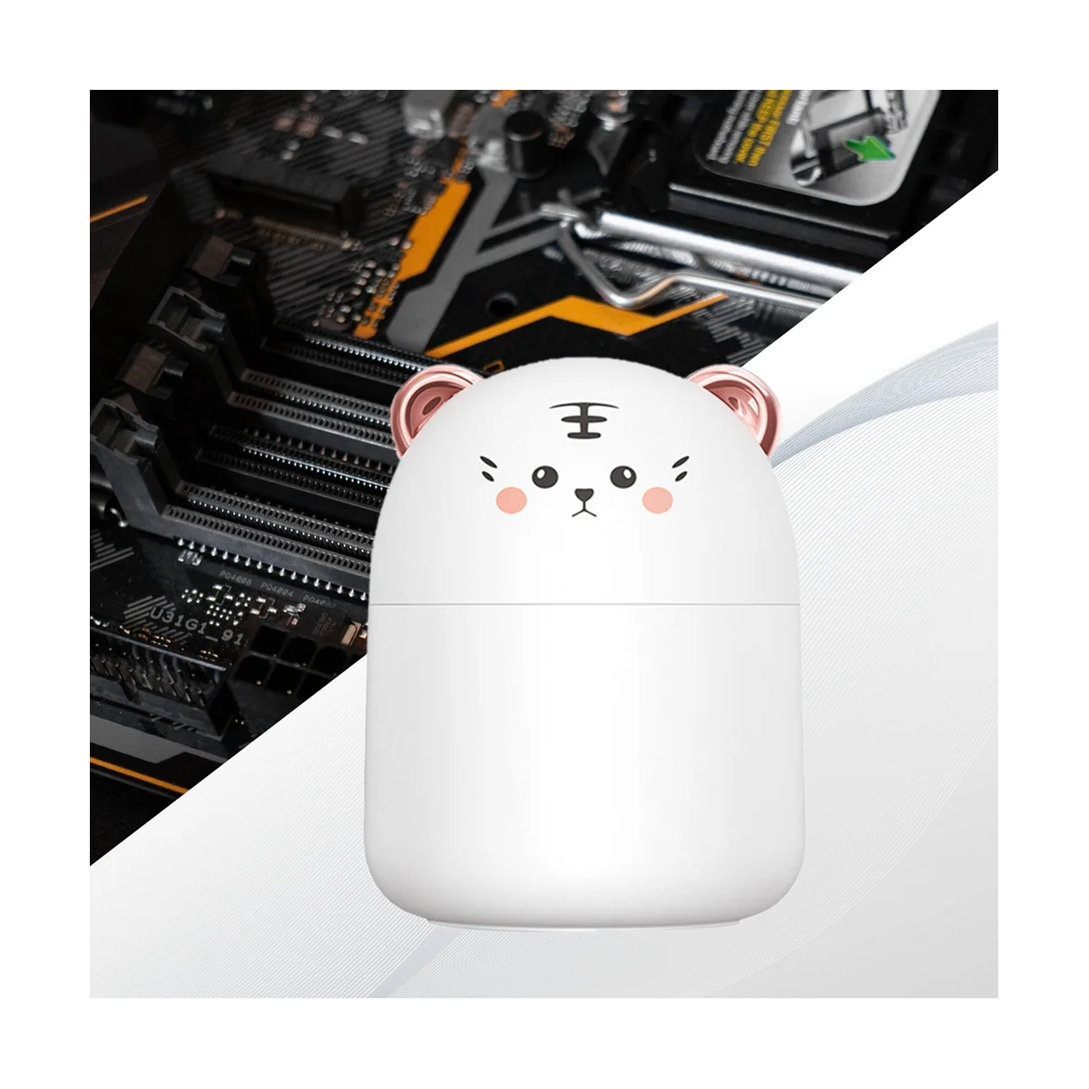 250ml mini umidificador de purificação de ar para animais de estimação conectado para uso umidificador de ar com luz atmosférica para casa branco-HIM