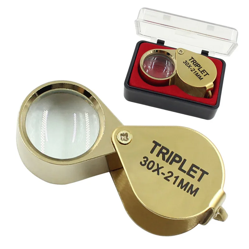 

2PCS 30X Metal Jewelry Magnifying Glass Jewelers Eye Tools Folding Magnifying Glasses Lens Loupe Triplet Jewelry Diamond