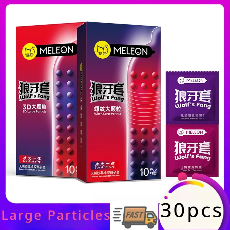 Large Particles Condom Vaginal Massage Sex Toys for Adult Men Spike Dotted Penis Sleeves Threaded Stimulation Condoms Sex Goods