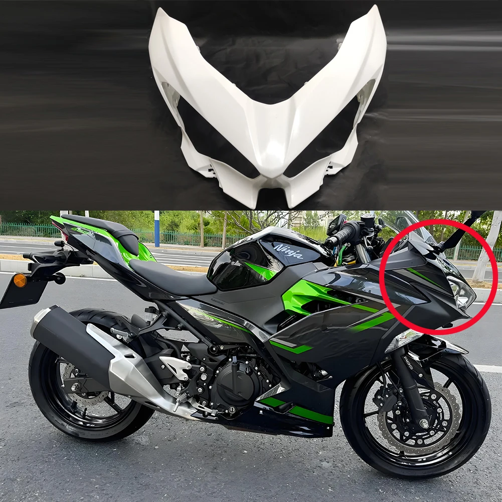 

New Motorcycle Unpainted White Upper Front Cowl Nose Plastic Fairing For Kawasaki NINJA 400 2018-2024