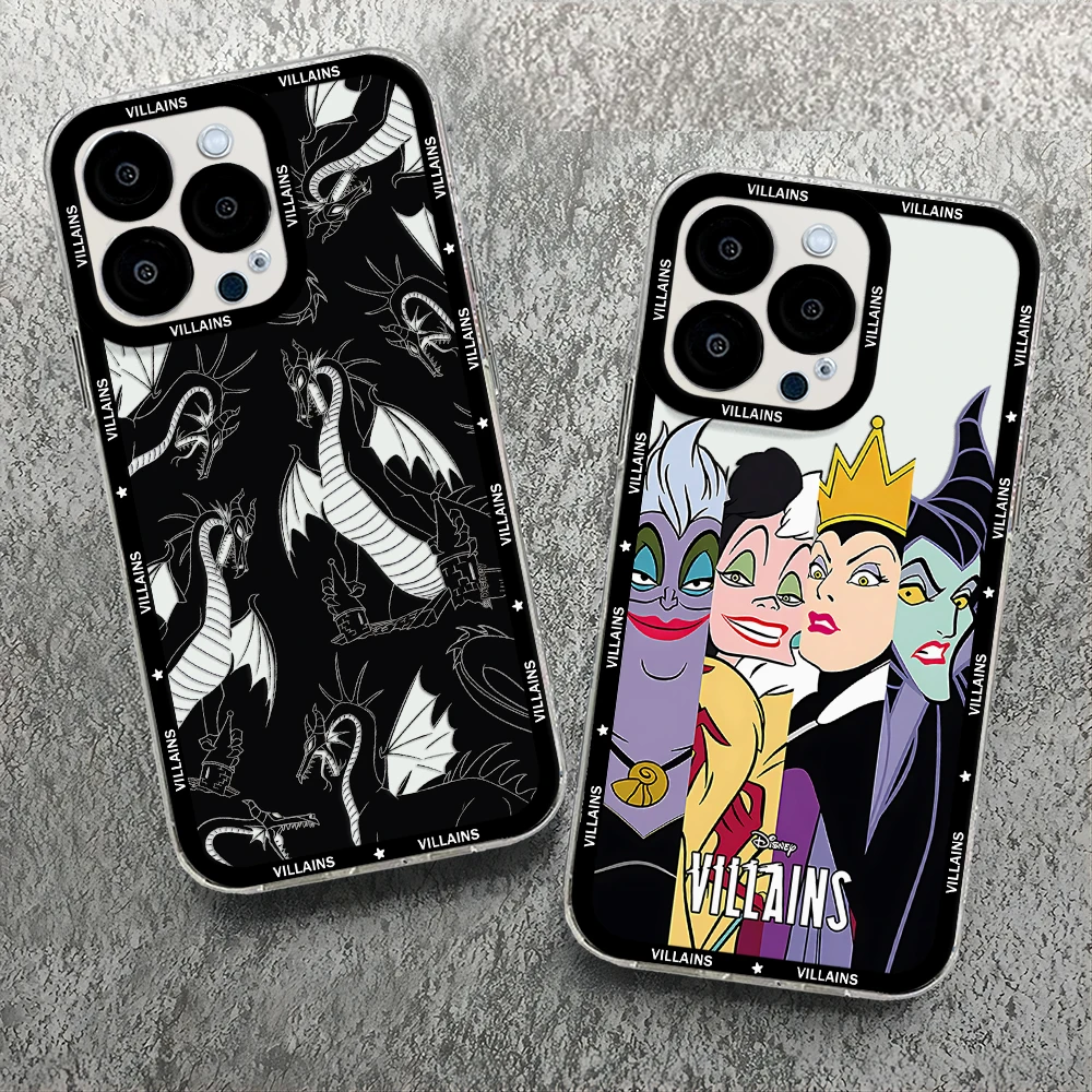 Disney Evil Villains Queen Phone Case For iPhone 15 14 13 12 11 Mini Pro Max X XR XSMax 6S 6 7 8 Plus SE20 Transparent Cover