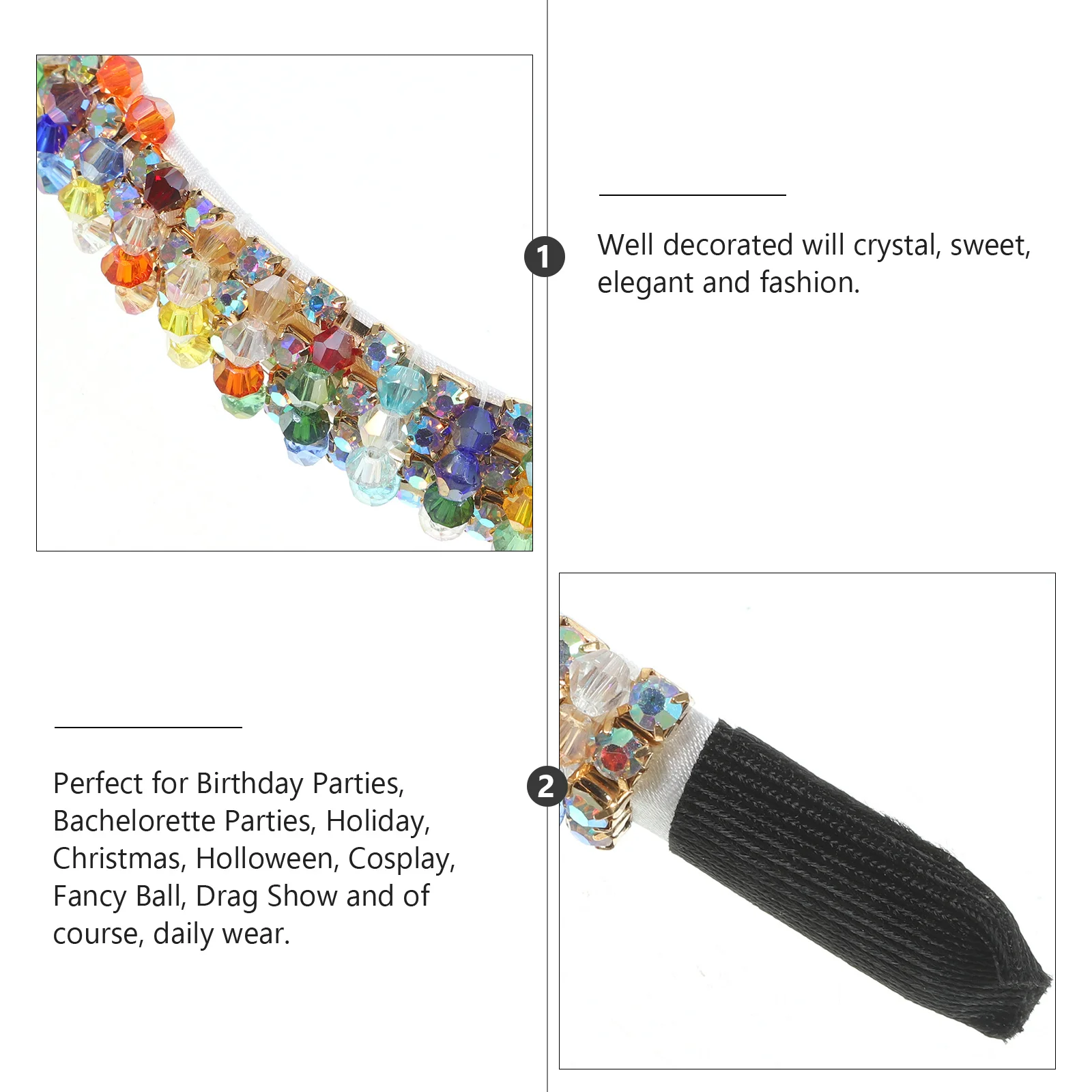 

Rhinestone Headband For Women Hair Gems Padded Wide Headbands Wedding Party Daily Wear Hair Accessory