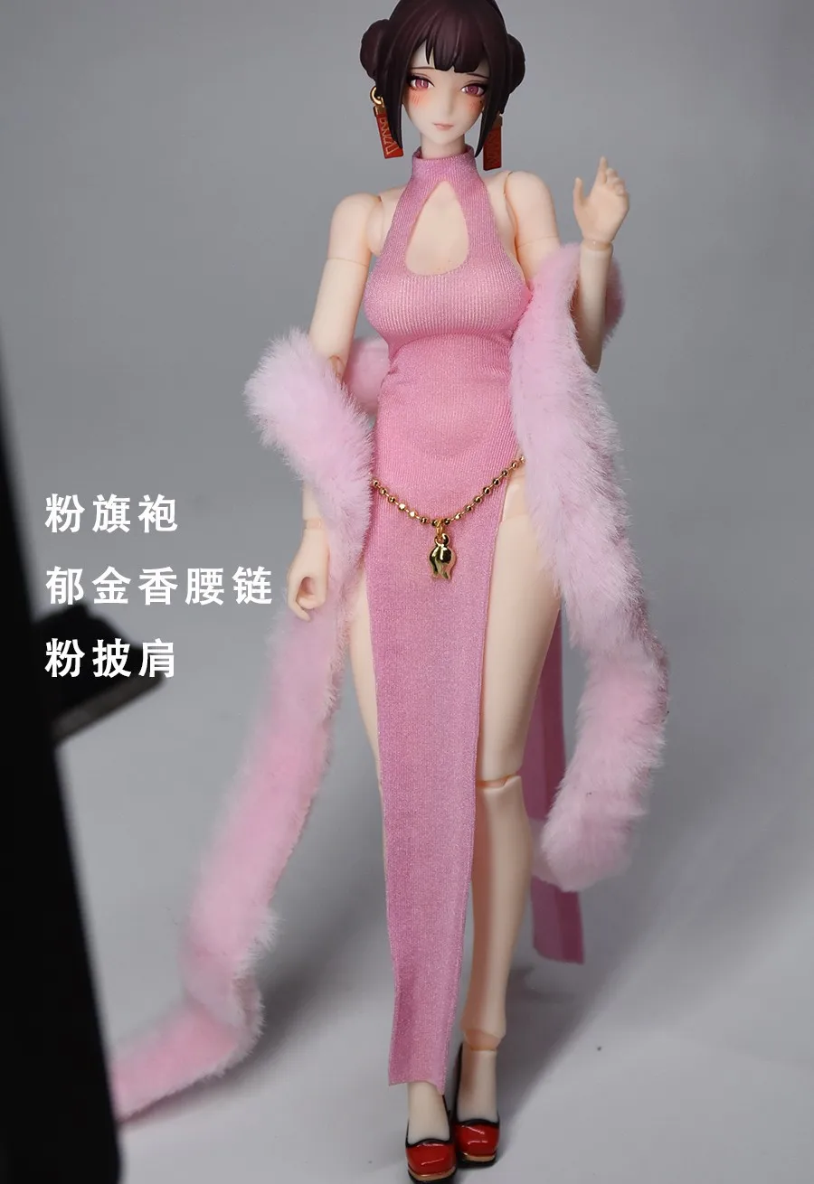 Cheongsam in scala 1/12, modello con catena in vita per figura femminile da 6 pollici