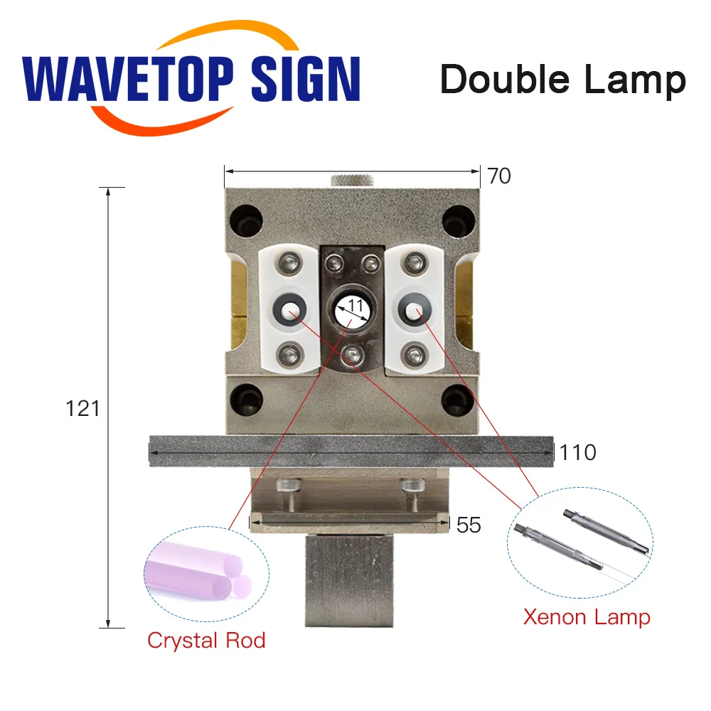 WaveTopSign Dual Lamp Laser Cavity Einzellampenreflektor Hohlraumlänge 110–190 mm für YAG-Laserschweiß- und Schneidemaschine