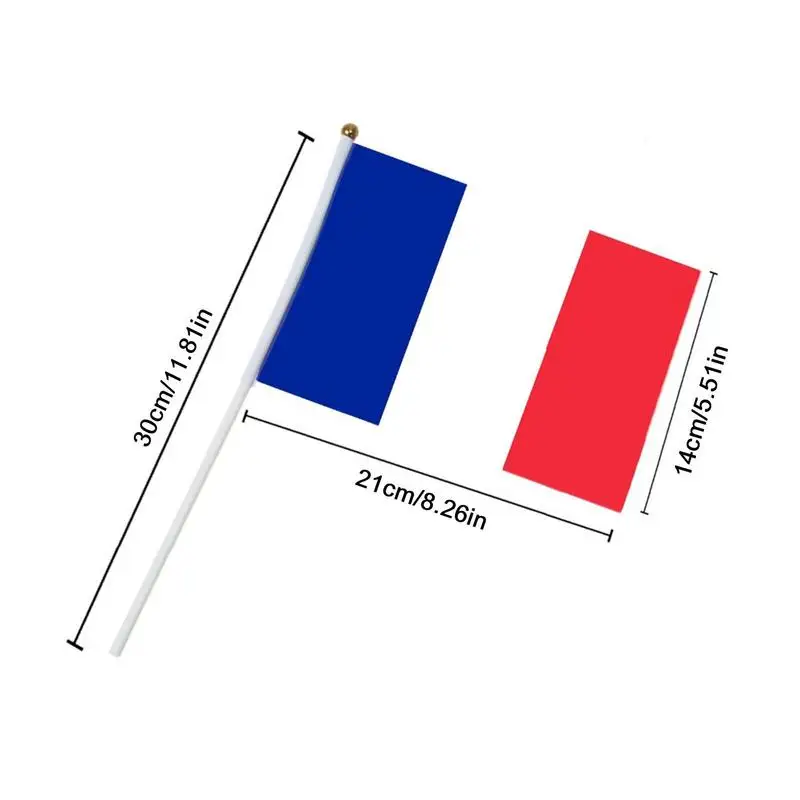 French Flag Hand Held 10Pcs Small France Flag Handheld 5.5 X 8.3inch Hand Held French Stick Flags For Parties Festivals