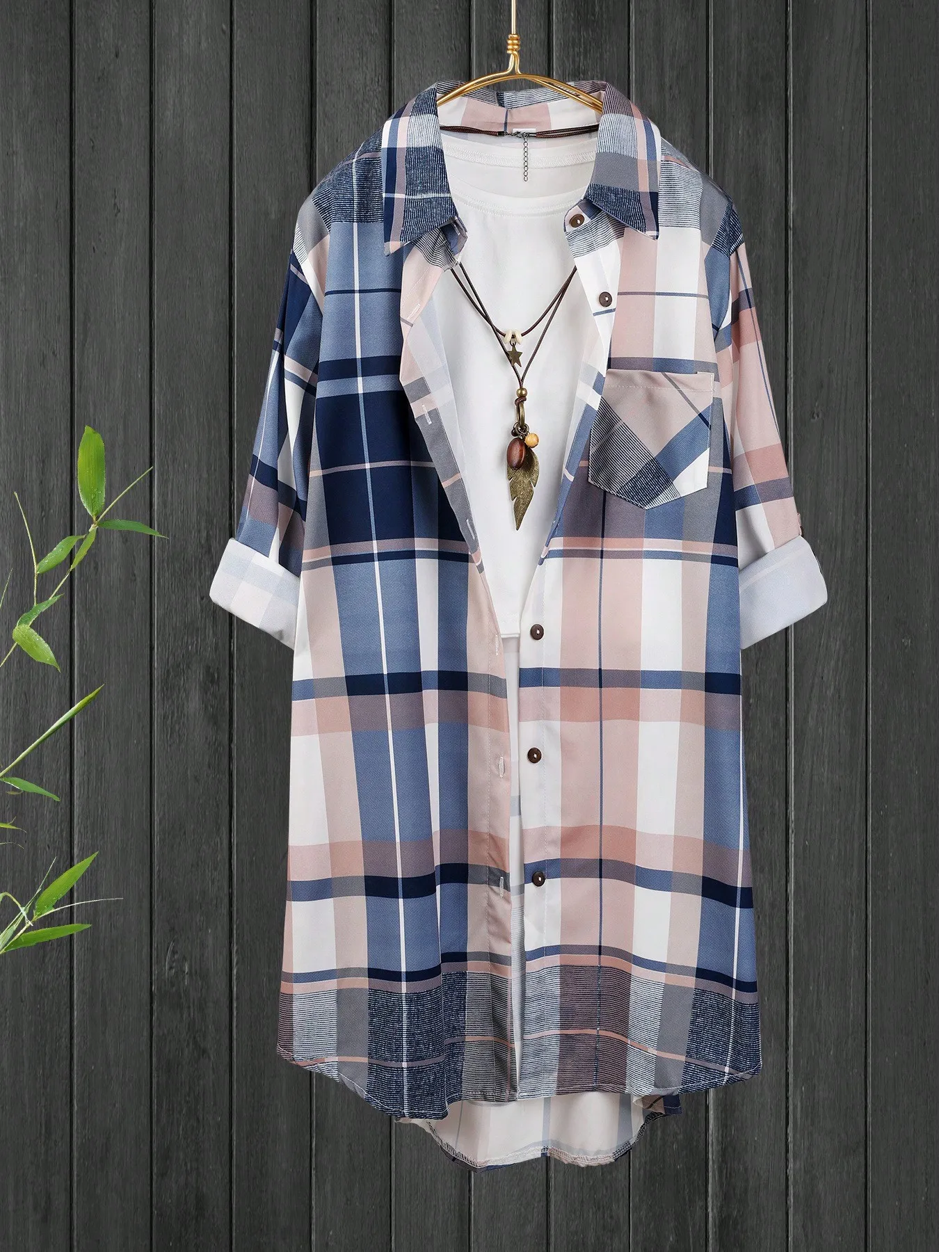 

Plus Size Oversized Checkered Shirt Women 2024 - Korean Style Casual Long Sleeve Lapel Button Down Tops