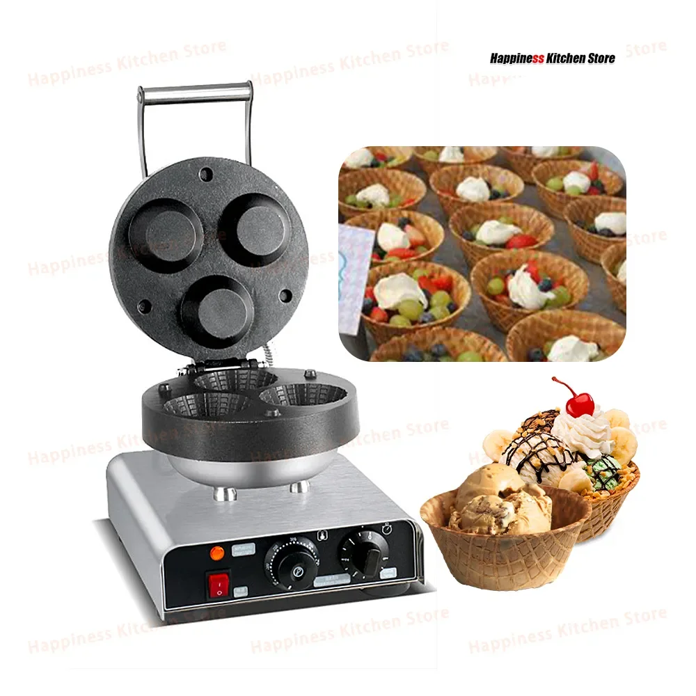 Stuffed Waffle Maker Electric Waffle Machine Ice Cream Cup Shape Ice Cream Waffle Pancake Machine Commercial 110-240V