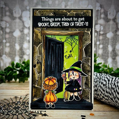 Резные штампы для скрапбукинга Halloween Children Hunts Magic Broom Witch