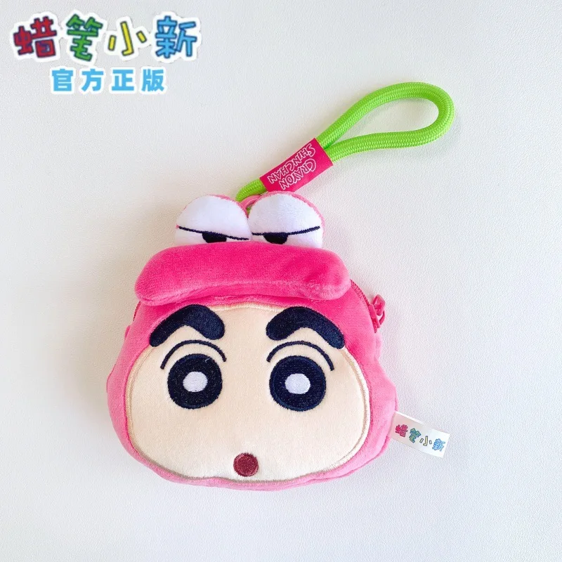 Uroczy Kreskówkowy Kawaii Crayon Shin-Chan Nohara Shiro Wisiorek Brelok Pluszowy Wersja Q Duża Głowa Słuchawki Zero Portfel Lalka