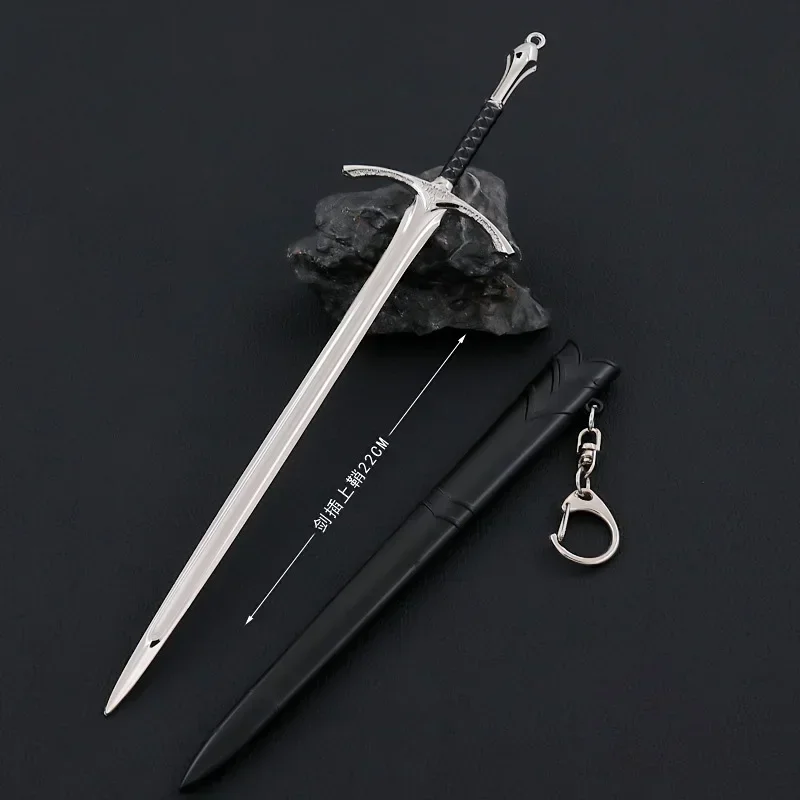 22cm Middle Earth Weapon Gandalf Glamdring Medieval Sword Metal Katana Samurai Sword Accessories Keychains Birthday Gifts Toys