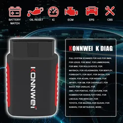 2024 KONNWEI KDIAG Full System Auto Scanner Reset SAS EPB Service ECU Programmer OBD OBD2 Car Diagnostic Tool pk Thinkdiag MINI