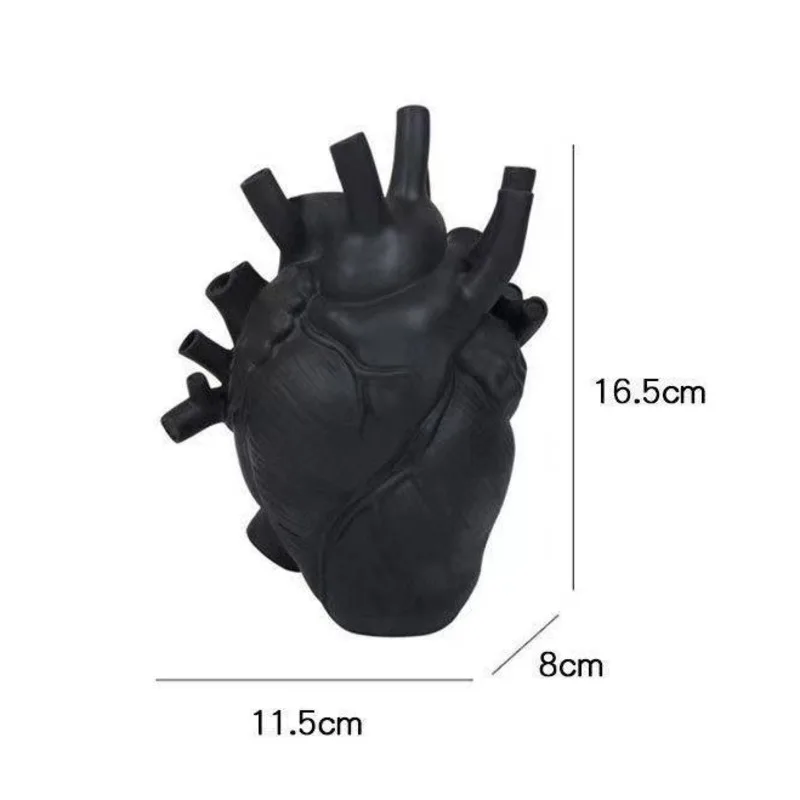 Creative Anatomical Heart Vase Resin Flower Pot Heart Shape Vase Countertop Desktop Ornament Table Desk Flower Vase Decor